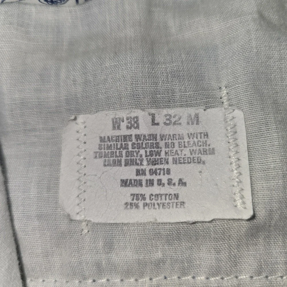 Vtg LANDS END Pleated Chino Pants 38x32 Made in USA Blue Old Money Dad Aesthetic